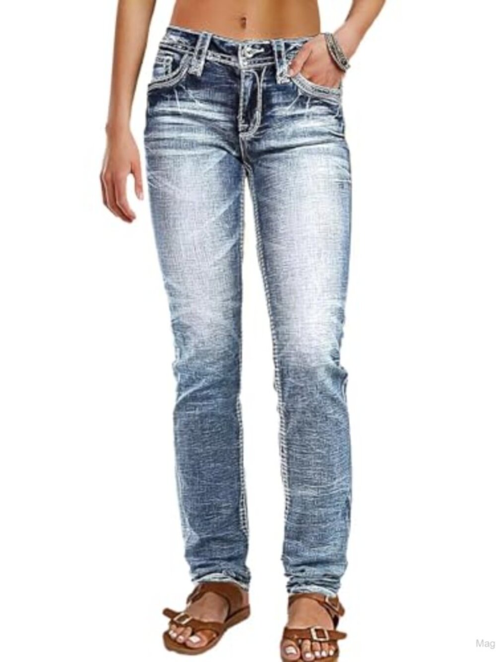 Mid Rise Skinny Jeans Women Stretchy Denim High Waist Tummy Control